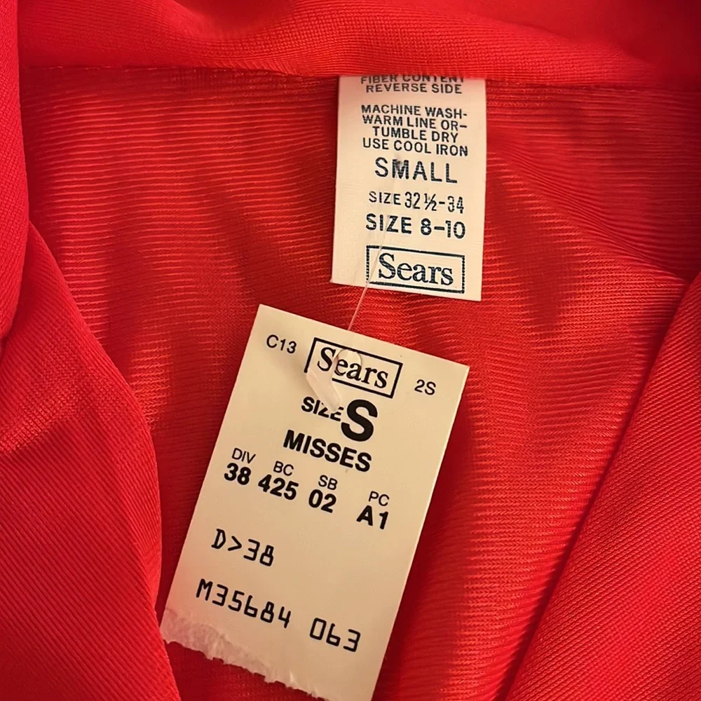 Vintage Sears Bright Red🔥with White‎ Piping Pajama Set: Top & Pants❤️